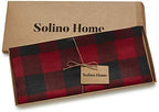 Solino Home 100% Pure Linen Table Runner, 14 x 72 in, Red and Black Check - Image 5