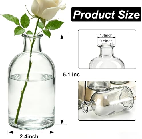 Glass Bud Vases Set of 16, Clear Mini Flower Vases, Small Bud Vase in Bulk for Centerpiece, Vintage Decorative Bottle Vase for Wedding, Anniversary, Table Decor, Home Decoration - Image 2