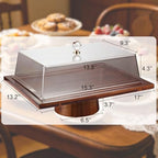 17" Rectangular Acacia Wood Cake Stand with Lid, 2-in-1 Multi-Functional Dessert Display Tray & Charcuterie Board for Cheese/Veggie/Chips & Dip, Birthday/Weddings/Party - Image 2