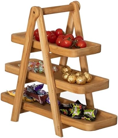 Vintiquewise 3-Tier Wooden Tray Farmhouse Inspired Cupcake Stand Dessert Platter Pastry Holder Appetizer Display for Wedding Party Baby Shower or Tea Time Ideal Decor in Kitchen, Dining or Coffee Bar by Vintiquewise