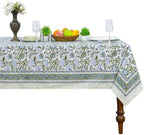 Home Spun & Crafts 72x118 Inches Rectangle Hand Block Print Tablecloth, 100% Cotton, Sage Green Floral Table Cloths Washable, Traditional Indian for Dining Outdoor Thanksgiving Halloween Christmas by HomeSpunCrafts