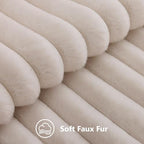 decorUhome Fall Faux Fur Throw Pillow Covers 20x20 Set of 2 Beige - Image 2