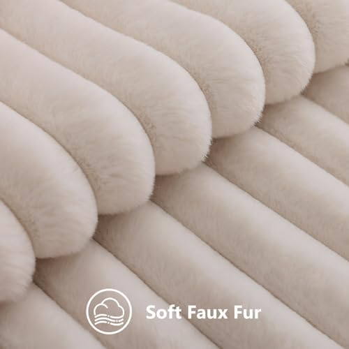 decorUhome Fall Faux Fur Throw Pillow Covers 20x20 Set of 2 Beige - Image 2