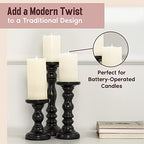 Large Candle Holders for Pillar Candles - Decorative Rustic Centerpiece Pillars Compatible with Battery-Operated Candles - Tall Farmhouse Wooden Candle Holders Pillar - Set of 3 - Image 6