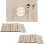 Leetaltree Woven Vinyl Beige Placemats Set of 16, Linen Look & Easy to Clean by Leetaltree-ArtatEveryTable