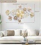 47" Modern Farmhouse Large Decorative Wall Clock, Ginkgo Metal Art - Image 2