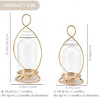 Large Hurricane Pillar Candle Holders with Glass Dome, Set of 2 Decorative Gold Candle Lanterns for Tabletop, Modern Centerpieces for Dining Table, Fireplace Mantel Decor - Image 3