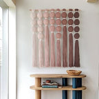 Macrame Wall Hanging Dip Dyed Red Yarn Balls Tassel Boho Decor 27"W*31"L - Image 3