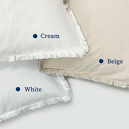 ZWJD Pillow Covers 20x20 Set of 2 White Throw Pillow Covers with Fringe Chic Cotton Decorative Pillows Square Cushion Covers for Sofa Couch Bed Living Room Farmhouse Boho Decor - Image 2