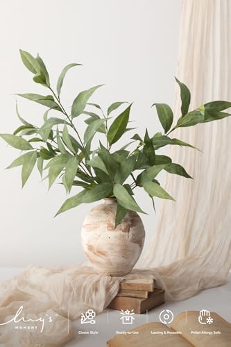 Ling's moment Eucalyptus Leaf Branches, Tall Artificial Greenery Stems - Image 2