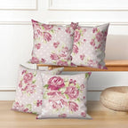 Red Flower Throw Pillow Covers 26"x26" Set of 4, Retro Floral Decorative Pillowcases for Sofa Chair Couch Bed Living Room Office Car Garden Patio Farmhouse Indoor Outdoor - Image 5