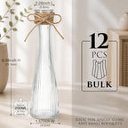 Set of 12 Clear Glass Bud Vases for Centerpiece, Ribbed - Image 2