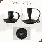 Set of 2 Vintage Candle Holders, Black Candle Sticks Holder Decor, Modern Decorative Tapered Candlestick Holders Centerpiece for Dining Table Centerpiece, Party Decor - Image 3