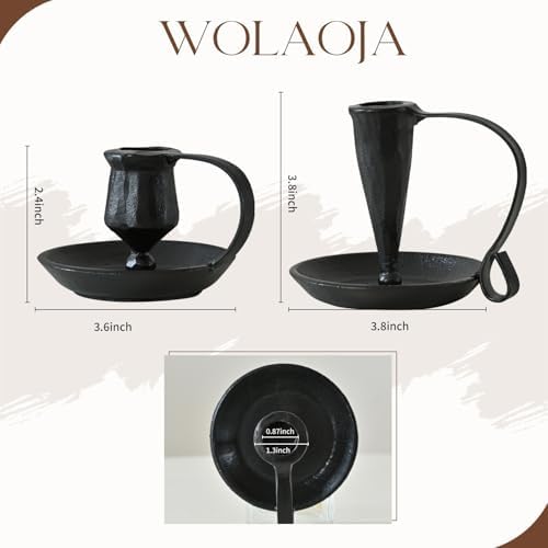 Set of 2 Vintage Candle Holders, Black Candle Sticks Holder Decor, Modern Decorative Tapered Candlestick Holders Centerpiece for Dining Table Centerpiece, Party Decor - Image 3