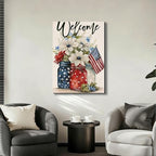 Ship Next Day - Red White Blue Mason Jar Canvas Wall Decor, Framed Patriotic American Floral Painting, 4th of July Independence Day Home Wall Art, Made in USA - Image 7