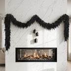 2PCS 9FT Halloween Cedar Garland, Black Real Touch Christmas Decorations - Image 7