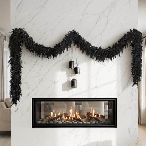 2PCS 9FT Halloween Cedar Garland, Black Real Touch Christmas Decorations - Image 7