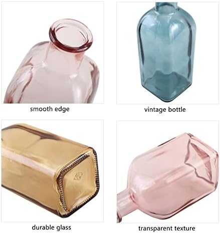 GMWD Glass Flower Vase Set of 6 Clear Bud Vases, 14.5 Oz 8 Oz Apothecary Bottle Assorted Color Vases Decorative for Centerpieces Home Decoration Wedding Reception Table Decor - Image 4