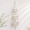 Macrame Hanging Fruit Basket, 3-Tier Boho Kitchen Storage (White) by Unknown