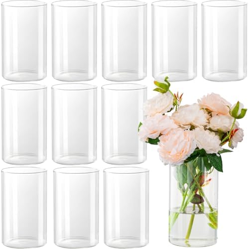 12pcs Glass Cylinder Vases for Centerpieces - 6 Inch Tall Flower Vase for Wedding Decorations, Clear Glass Flower Vases Floating Candle Holder for Table Centerpiece Wedding Home Décor by TumblerHome