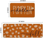 Artoid Mode Orange Hello Pumpkin Fall Kitchen Mats Set of 2 - 17x29+17x47" - Image 3