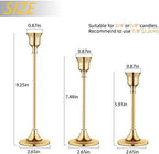 Vintage Gold Brass Taper Candle Holders for Candlesticks, Fireplace & Party - Set of 3 - Image 2