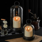 5"&4" Metal Candle Holder with Handmade Glass Dome in Brass & 2 Timer Candles, Set of 2 Versatile Hurricane Glass Candle Holders for Pillar Candles & Plants by Unknown