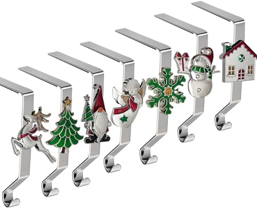 Christmas Stocking Holders Set of 7, Christmas Stocking Holders for Mantle Set of 7, Fireplace Stocking Hangers 7 Pack, Stocking Stand, Farmhouse Rustic Xmas Decorations for Home Indoor by K-MLICE
