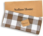 Solino Home 100% Linen Table Runner, 14 x 144 in, Brown and White Check - Image 5