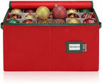 Christmas Ornament Storage Container with Dividers - Box Stores Up to 54 Ornaments, Zippered, Convenient, Adjustable, Large Organizer Bin to Protect Holiday Décor, Fits Most Standard Size, Red by HOLDN%E2%80%99STORAGE