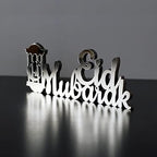 iwa concept | Wooden Acrylic Islamic Tabletop Decors | Ramadan Kareem and Eid Mubarak Decoration | Islamic Muslim Gifts | Ramadan Eid Decoration | (Eid Mubarak-3, Silver) - Image 4