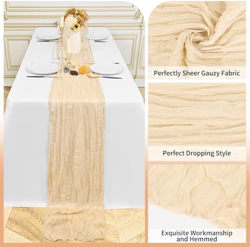 24 Pack Beige 10Ft Cheesecloth Table Runner - Image 3
