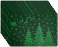 MOSAYT Christmas Vinyl Placemats Set of 8, 12 X 17 Inch, Green by MOSAYT