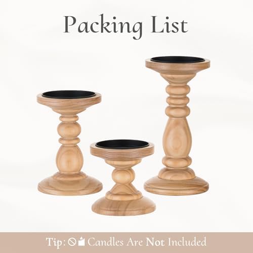 Wood Pillar Candle Holder: Rustic Light Brown Candle Stand - Image 6