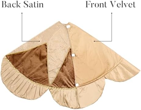 Valery Madelyn Christmas Tree Skirt for Tree Decorations, 48 inch Luxury Sparking Gold Large Xmas Velvet Tree Skirt with Starshaped Sequins Pattern & Ruffle Trim for Chritmas Decor - Image 4