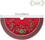 Valery Madelyn 60" Red Green Gold Christmas Tree Skirt for Tree Decorations - Image 6