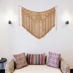 Youngeast Home Decor Leaf Shape Macrame Wall Hanging Woven Tapestry Bedroom Curtain Fringe Garland Banner Living Room Wall Decor Brown 39X31 inches - Image 2