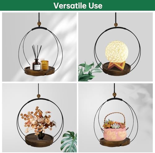 hismocal 4-Pack Hanging Plant Shelves, Wood Plant Display for 5.5" Pots - Image 4