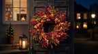 22 Inch Lighted Fall Berry Wreath with Timer Red and Orange Berries - Image 4