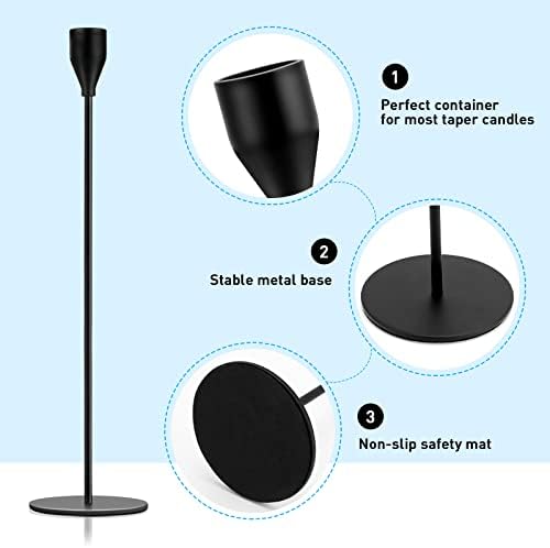 Black Candlestick Holder Set of 24 for Taper Candles, Decorative Candle Holders Bulk Candle Stick Holders Taper Candle Holders for Table Centerpiece Wedding Dinning Party Anniversary Home Decor - Image 3