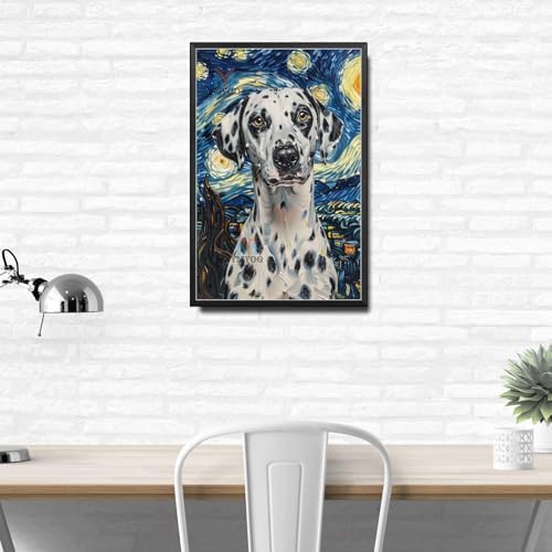 Metal Sign Vintage Tin Sign Dalmatian Starry Night Spots Dotted Dalmatian in Night for Home Fire Station and Seasonal Celebrations Rustproof Aluminum 12×16 Inches with Metal Frame - Image 3