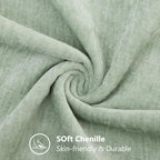 decorUhome Fall Chenille Sage Mist Throw Pillow Covers 24x24 Inch Set of 2, Decorative Soft Couch Pillow Covers Solid Dyed Accent Euro Sham Farmhouse Neutral Square Pillow Cases for Sofa - Image 5