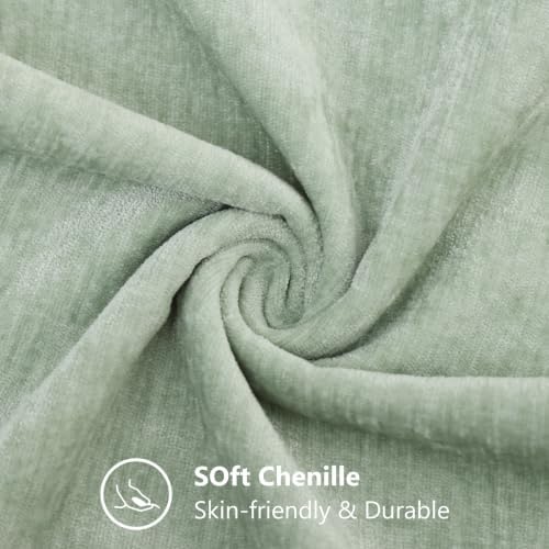 decorUhome Fall Chenille Sage Mist Throw Pillow Covers 24x24 Inch Set of 2, Decorative Soft Couch Pillow Covers Solid Dyed Accent Euro Sham Farmhouse Neutral Square Pillow Cases for Sofa - Image 5