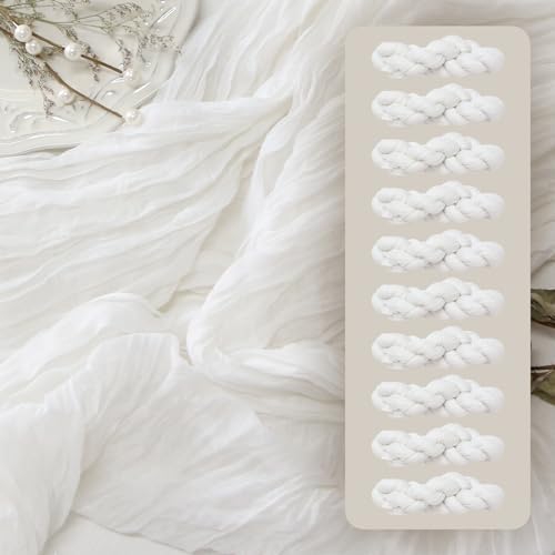 FEXIA 10Pcs White Cheesecloth Table Runner Wedding Bridal Boho Decorations by FEXIA