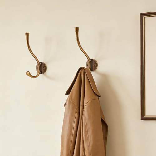 SAILING 3 Pack Coat Hooks - Antique Brass Coat Hooks Decorative Wall Hooks for Bathroom Living Room Bedroom Hanger for Robe Dressing Room Fitting Room - Image 6
