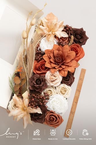 Ling's moment Boho Artificial Flowers Greenery Deluxe Combo, Burnt Orange - Image 6