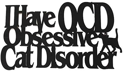 Wall Word Art Decorative Wood Sign for Pet, Dog, Cat, Horse, Pig, Animal Lovers with Fun Sayings and Quotes,17 x 11 inches (I Have OCD Obsessive Cat Disorder) by MemoryMatsWordArt