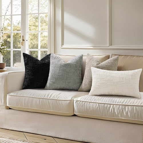 decorUhome Textured Chenille Throw Pillow Covers 26x26 Set of 2 Grey - Image 5
