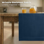 Easy Linen™ by D'Moksha, Linen-Look Texture, Recycled Fabric Table Runner, Navy Blue, 14 x 72 Inch, Wrinkle Resistant, Machine Washable - Fall, Everyday Dining - Image 2