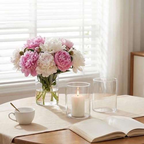 16 Pcs Glass Cylinder Bud Vases for Centerpieces 4 Inch Tall - Image 5